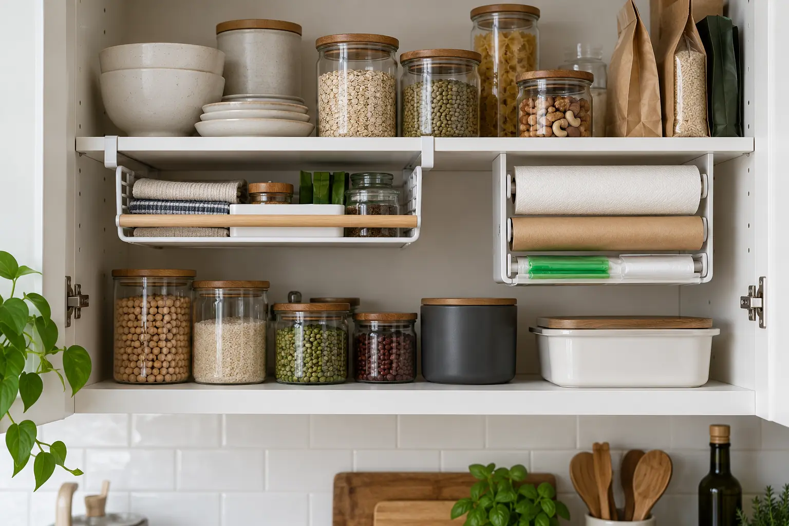 AI-generated cabinet concept showing generic storage mounted beneath a shelf